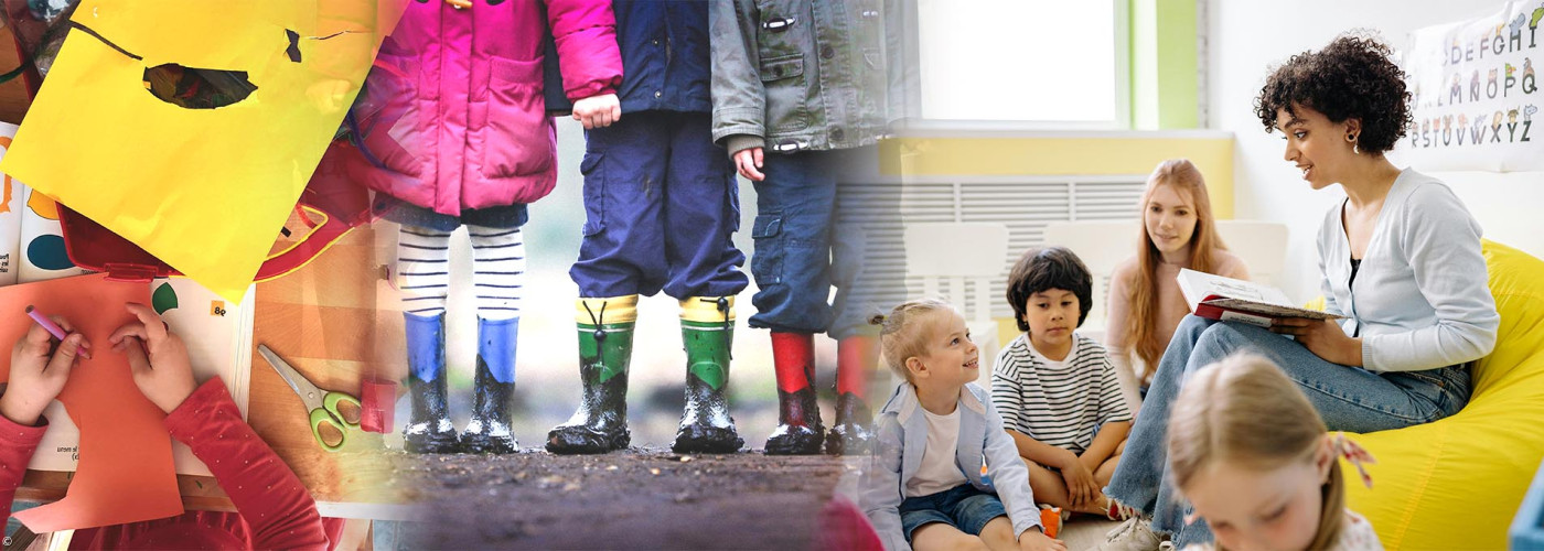 Kinder und Erzieherin in der KiTa