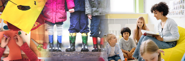 Kinder und Erzieherin in der KiTa