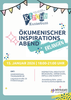 Einladung zum Inspirationsabend der Kirche Kunterbunt in Erlangen