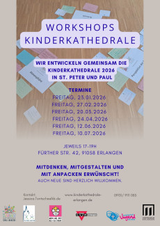 Plakat mit Terminen der Workshops zur Vorbereitung der Kinderkathedrale