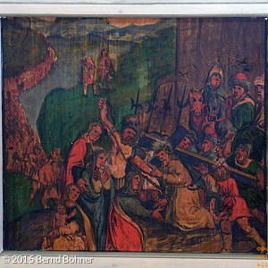 Emporenmalerei St. Nikolaus: Weg Jesu zum Kreuz / Isaaks Opferung